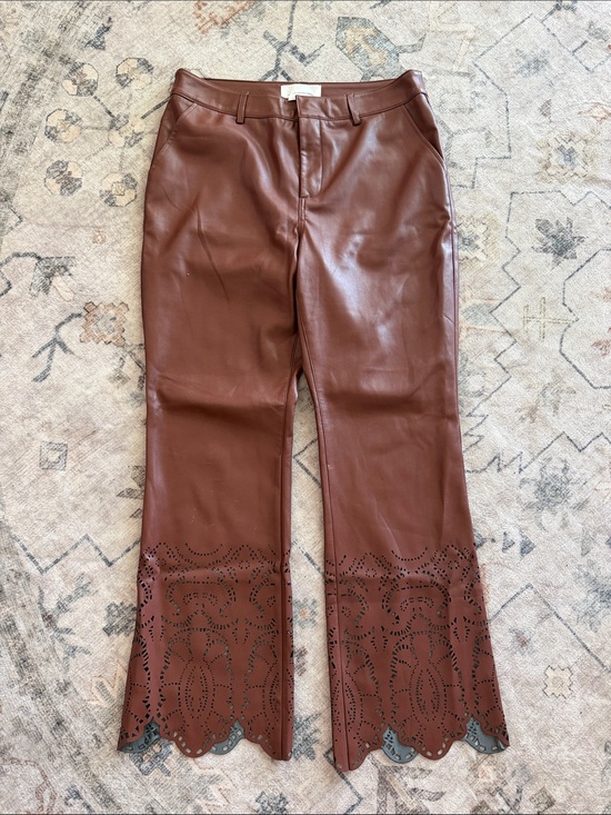 Anthropologie Pants - Anthropologie Faux Leather Laser Cut Pants
